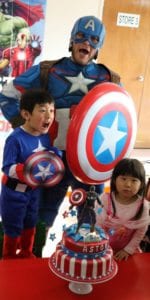 Captain America singing Happy Birthday at party