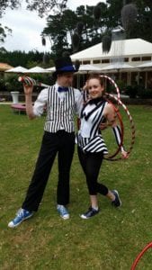 Performers striped Rebecca & Martin