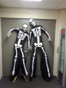 Stiltwalking skeletons at MOTAT