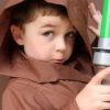 Jedi costume robe child wearing with lightsaber