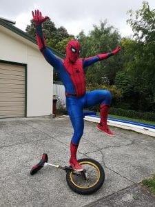 Online Party Spiderman Unicycling